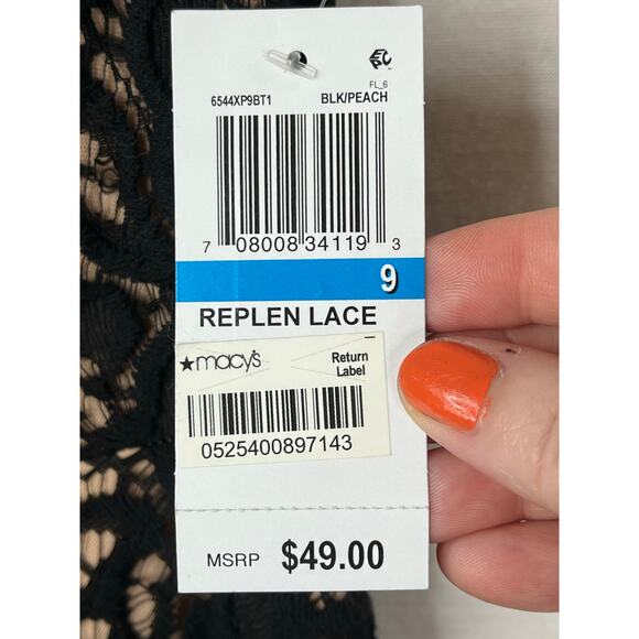 City Studio Juniors lace fit and flare dress, black/peach, size 9, NWT - Picture 5 of 10